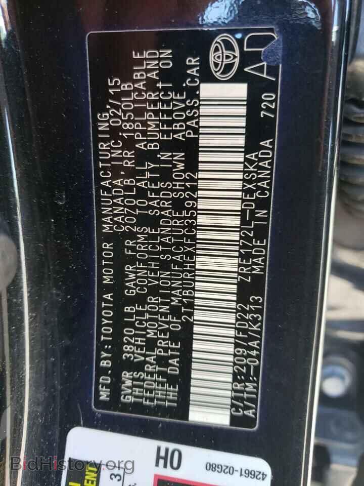 2015 TOYOTA COROLLA - VIN: 2T1BURHEXFC359212 - Фото 10