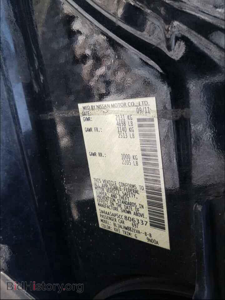 2012 NISSAN MAXIMA - VIN: 1N4AA5AP5CC806337 - Фото 10
