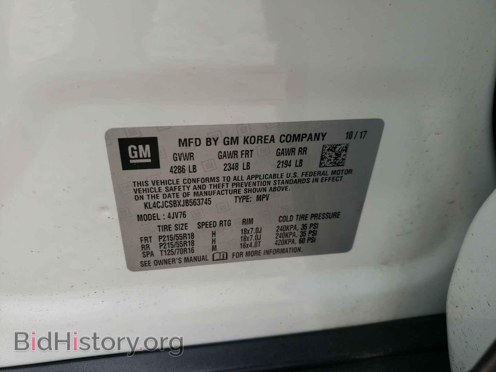 2018 BUICK ENCORE - VIN: KL4CJCSBXJB563745 - Фото 10