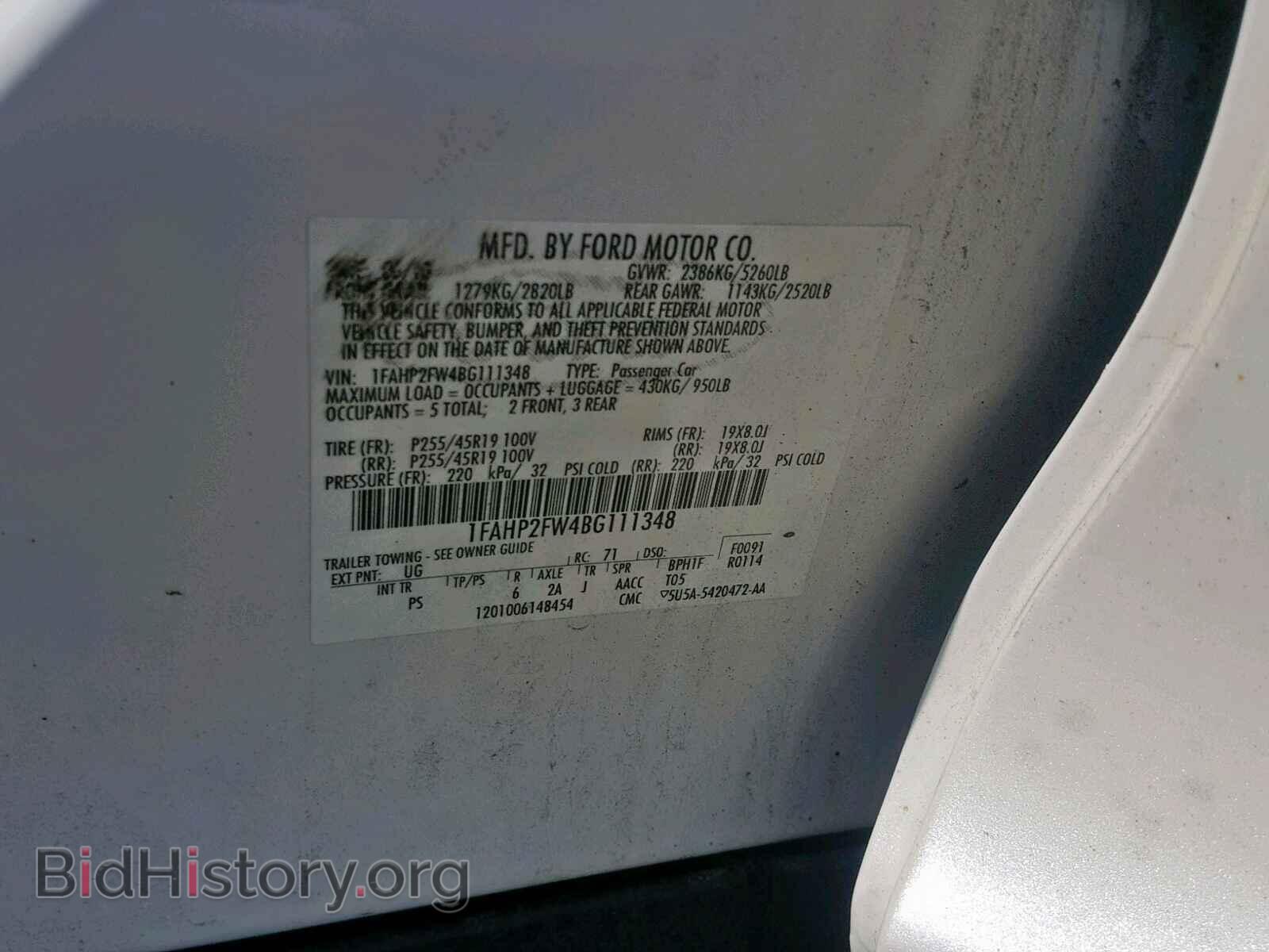 2011 FORD TAURUS LIM - VIN: 1FAHP2FW4BG111348 - Фото 10