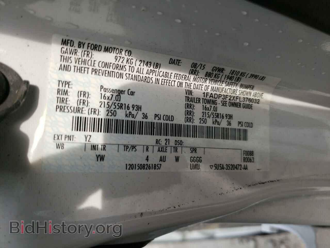 2015 FORD FOCUS - VIN: 1FADP3F2XFL376032 - Фото 10