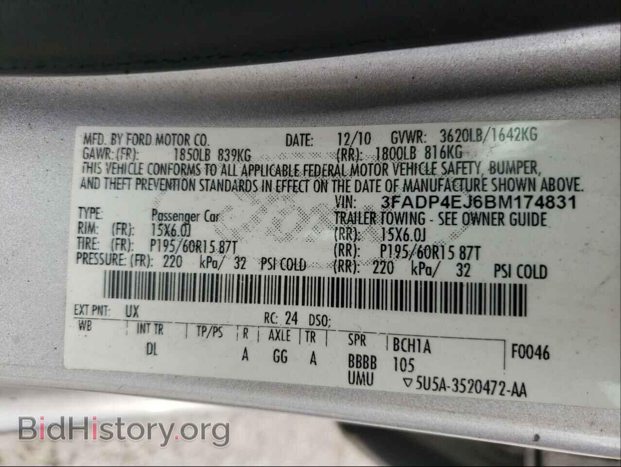 2011 FORD FIESTA - VIN: 3FADP4EJ6BM174831 - Фото 10