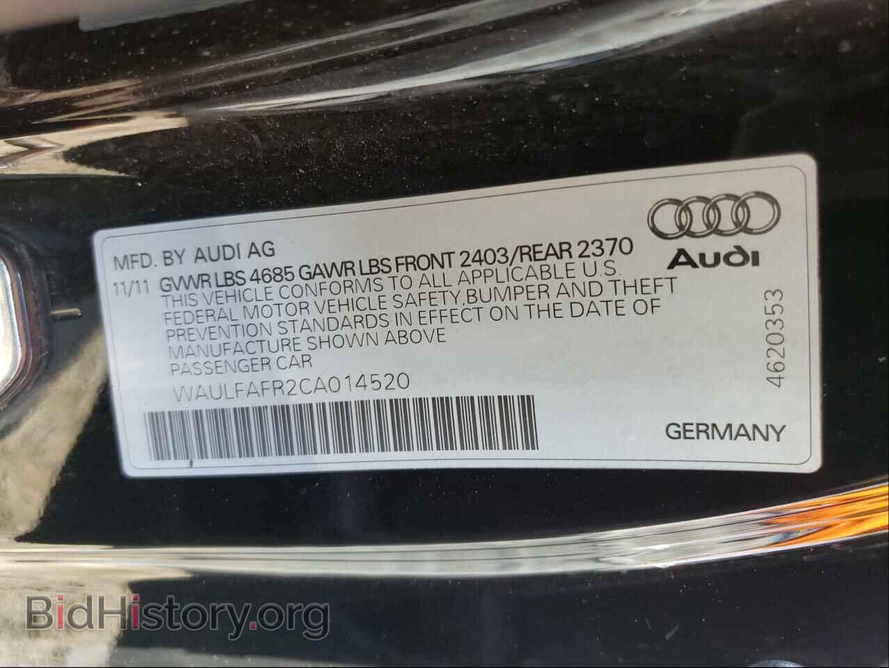 2012 AUDI A5 - VIN: WAULFAFR2CA014520 - Фото 10