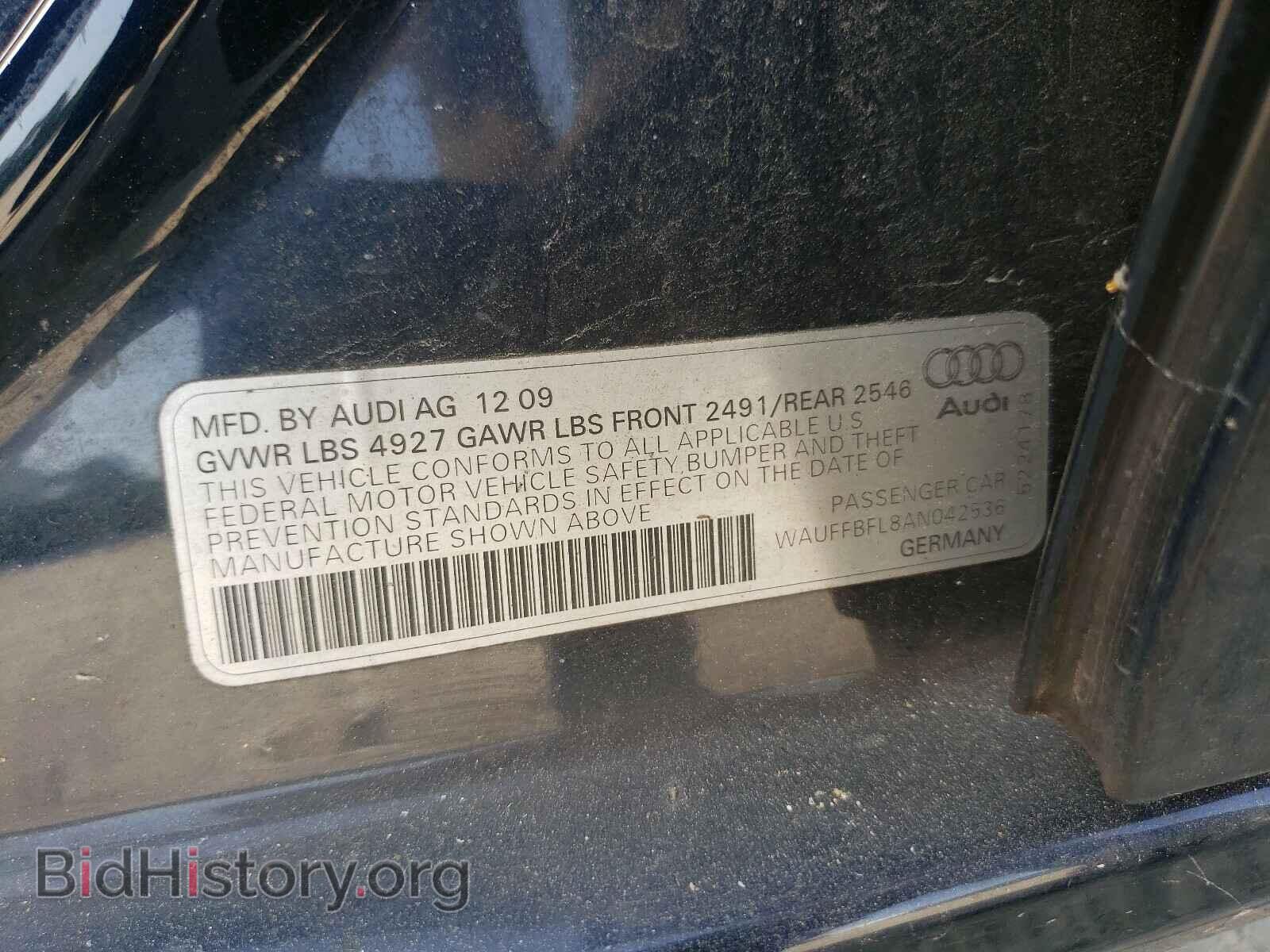 2010 AUDI A4 - VIN: WAUFFBFL8AN042536 - Фото 10
