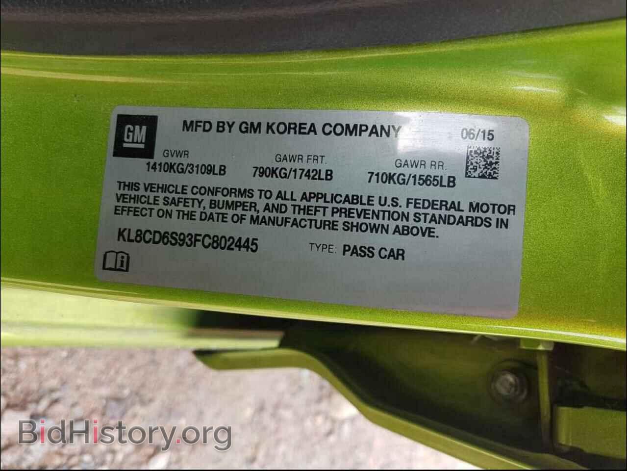 2015 CHEVROLET SPARK - VIN: KL8CD6S93FC802445 - Фото 10