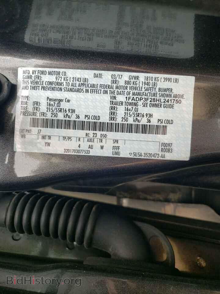2017 FORD FOCUS - VIN: 1FADP3F28HL241750 - Фото 10
