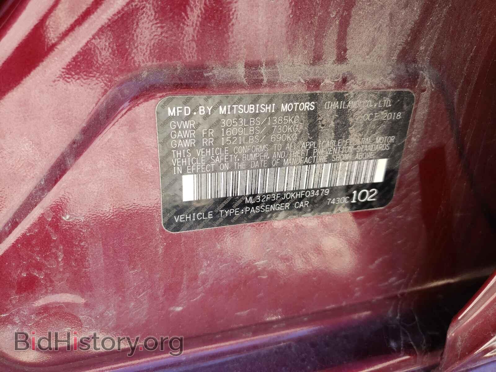2019 MITSUBISHI MIRAGE - VIN: ML32F3FJ0KHF03479 - Фото 10