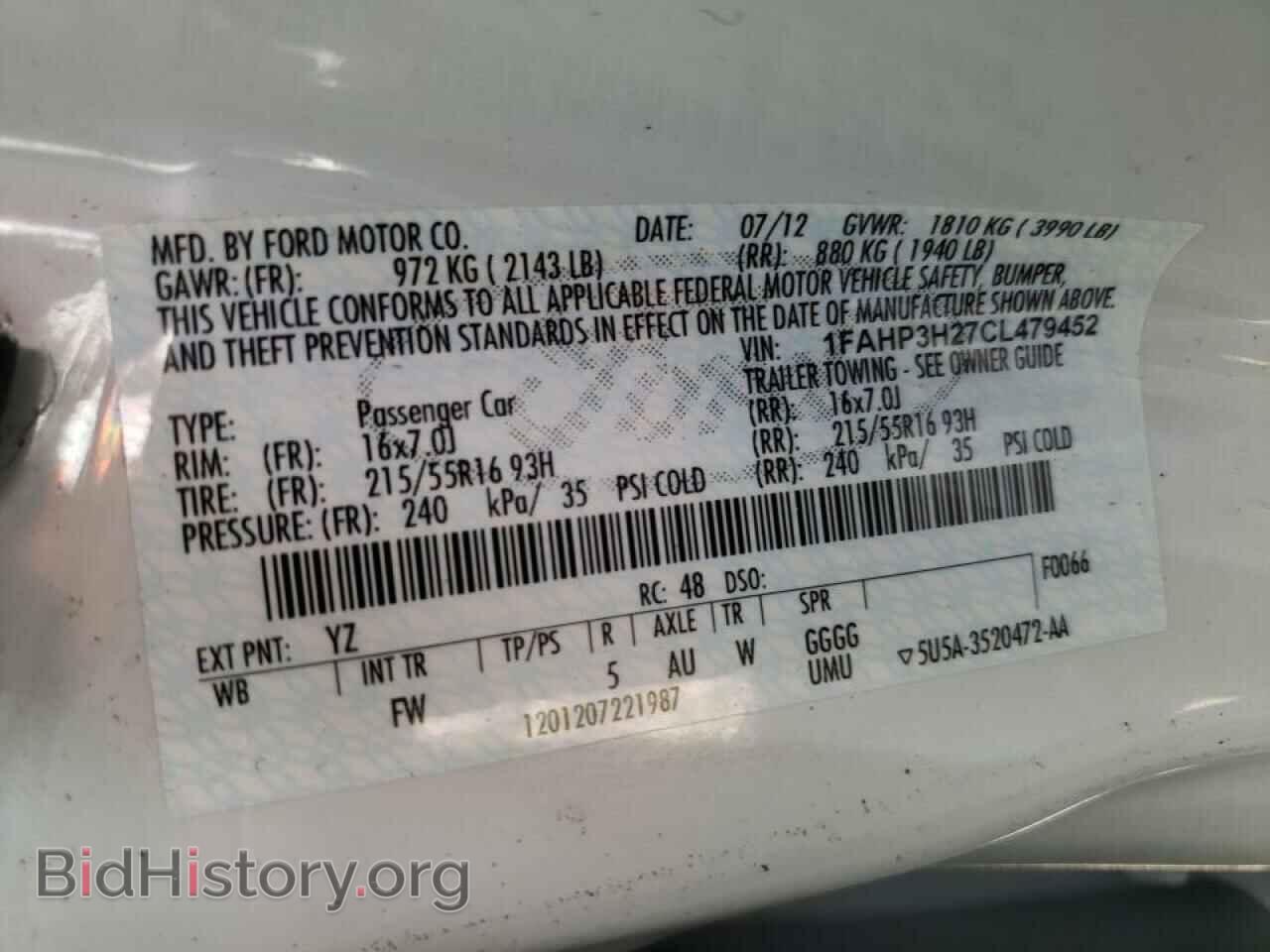 2012 FORD FOCUS - VIN: 1FAHP3H27CL479452 - Фото 10
