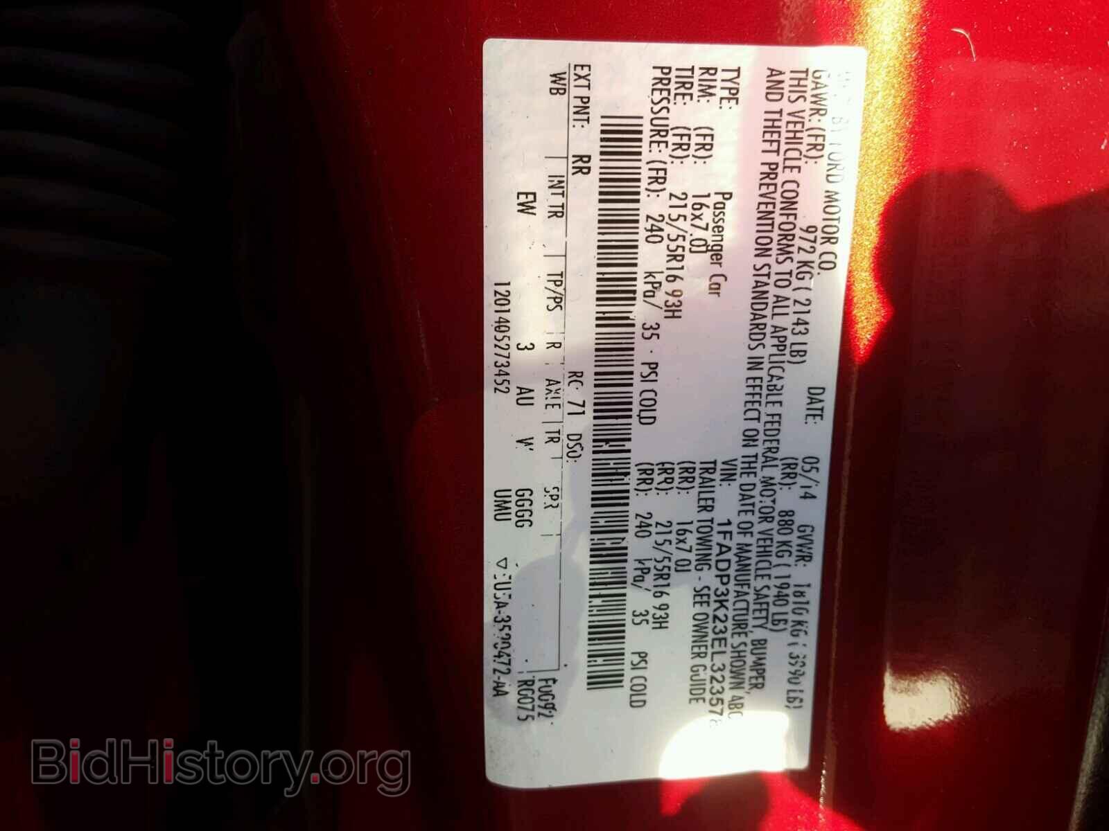 2014 FORD FOCUS - VIN: 1FADP3K23EL323578 - Фото 10