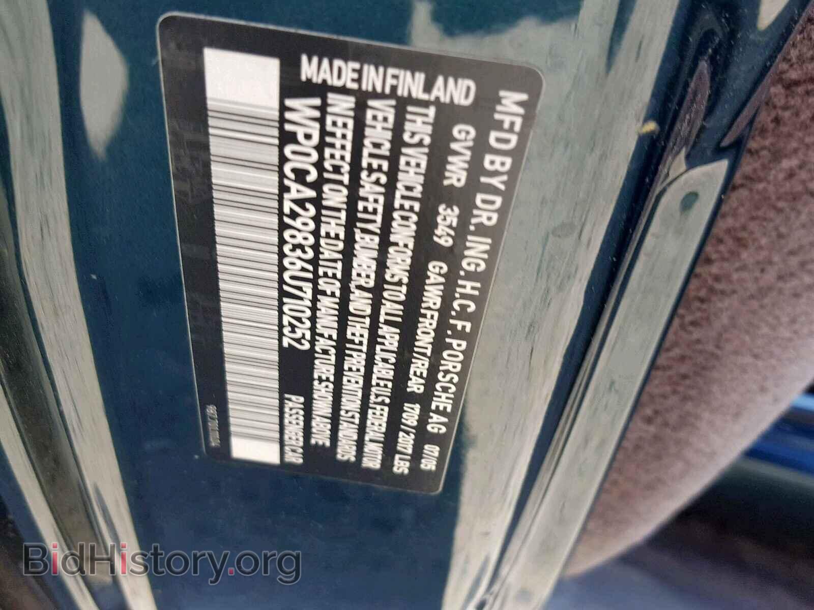 2006 PORSCHE BOXSTER - VIN: WP0CA29836U710252 - Фото 10