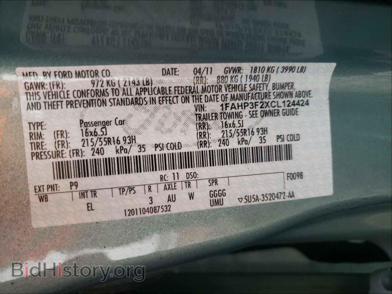 2012 FORD FOCUS - VIN: 1FAHP3F2XCL124424 - Photo 10