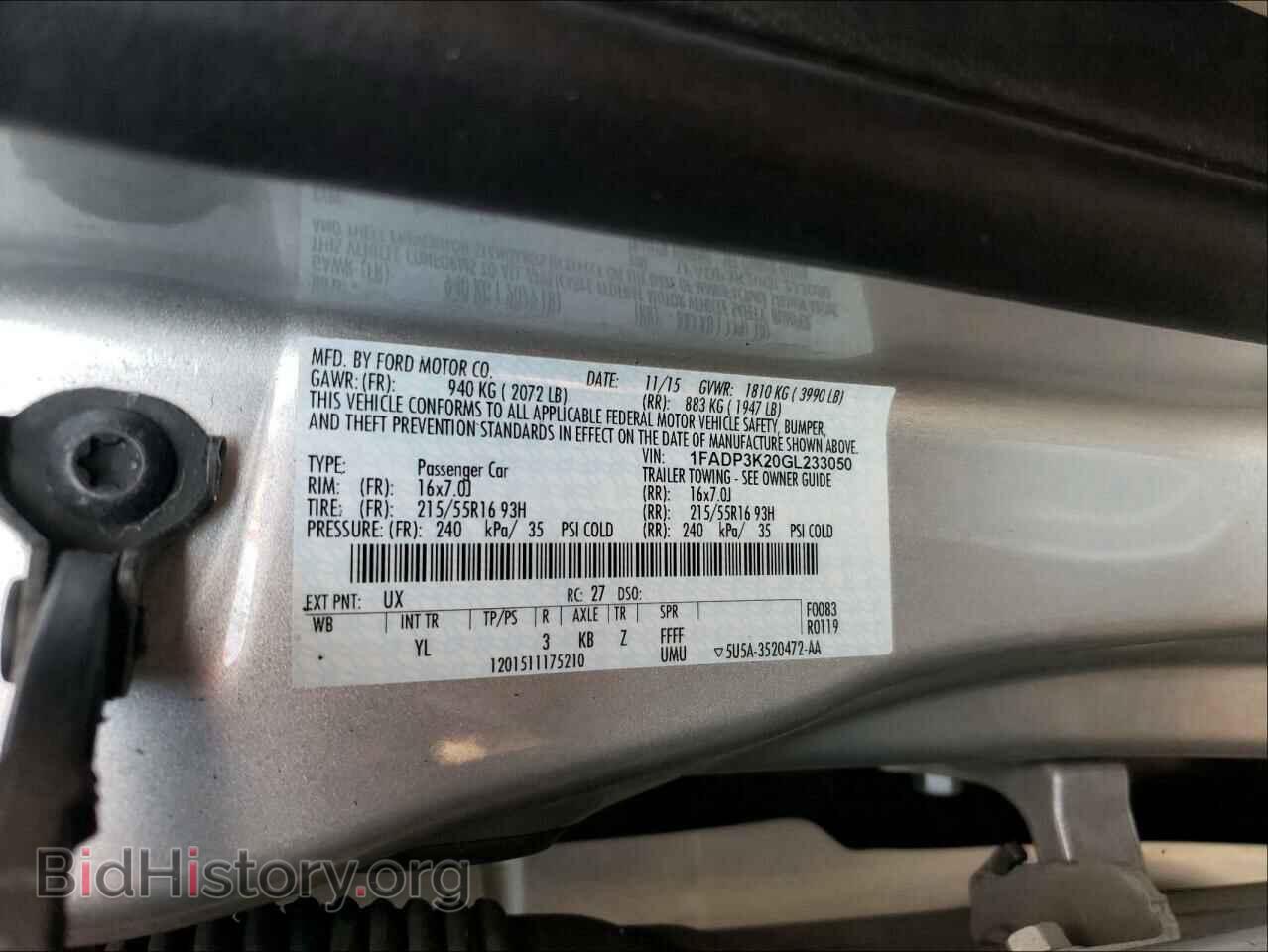 2016 FORD FOCUS - VIN: 1FADP3K20GL233050 - Фото 10