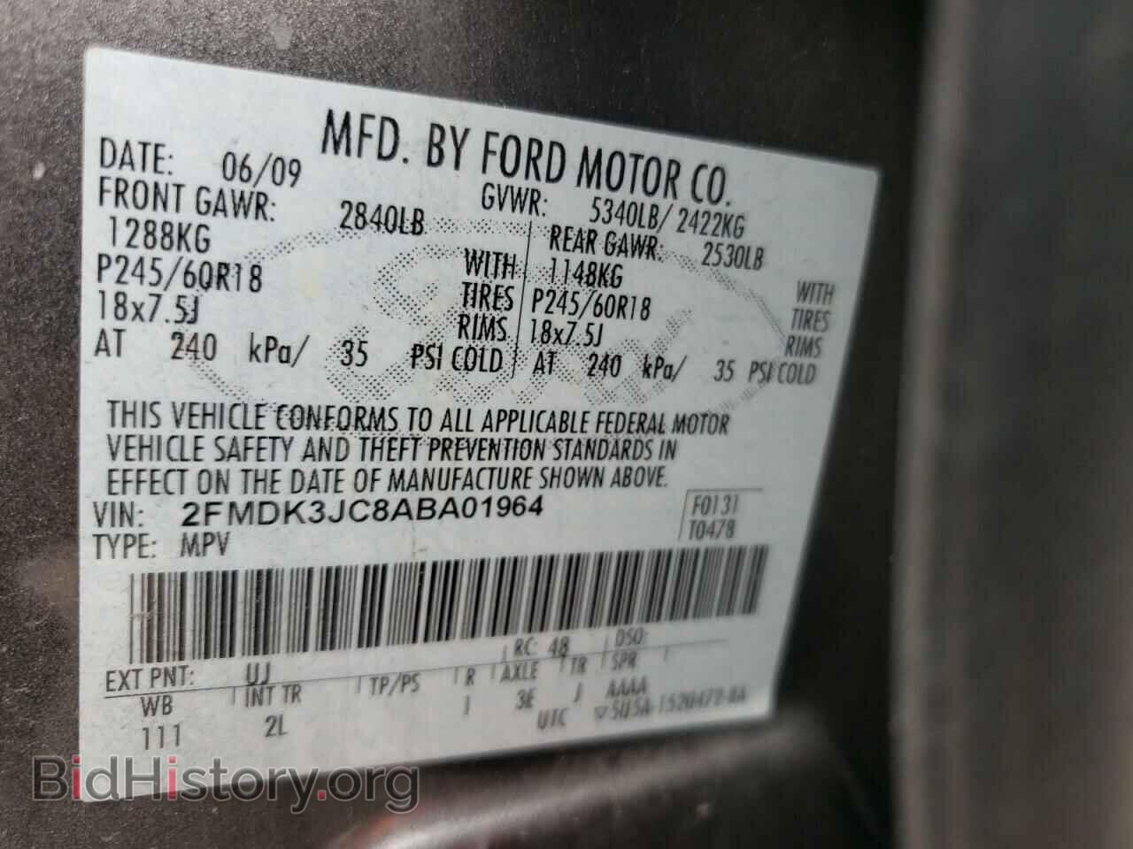 2010 FORD EDGE - VIN: 2FMDK3JC8ABA01964 - Photo 10