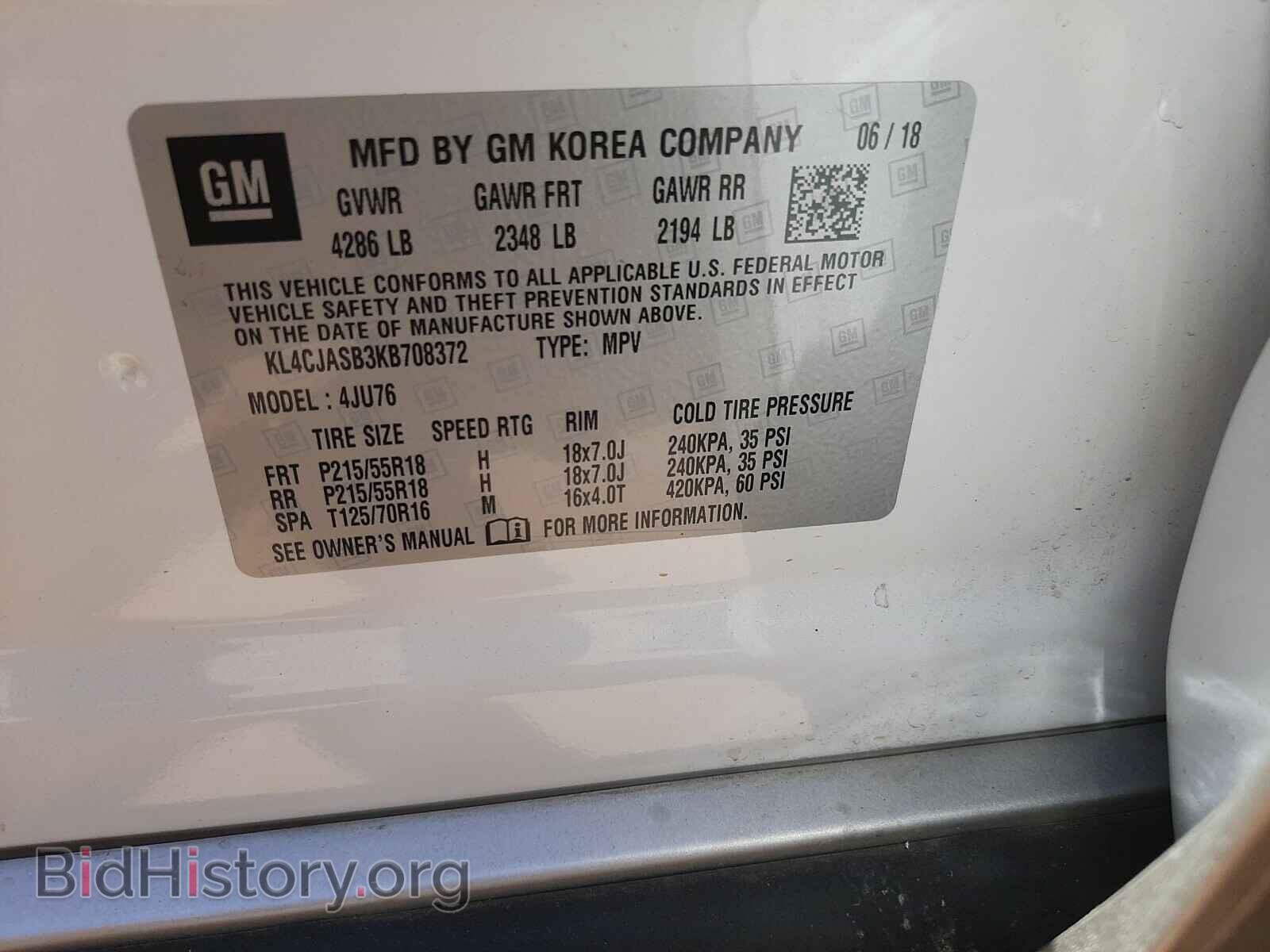 2019 BUICK ENCORE - VIN: KL4CJASB3KB708372 - Photo 10
