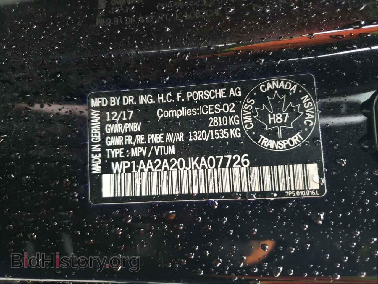 2018 PORSCHE CAYENNE - VIN: WP1AA2A20JKA07726 - Фото 10
