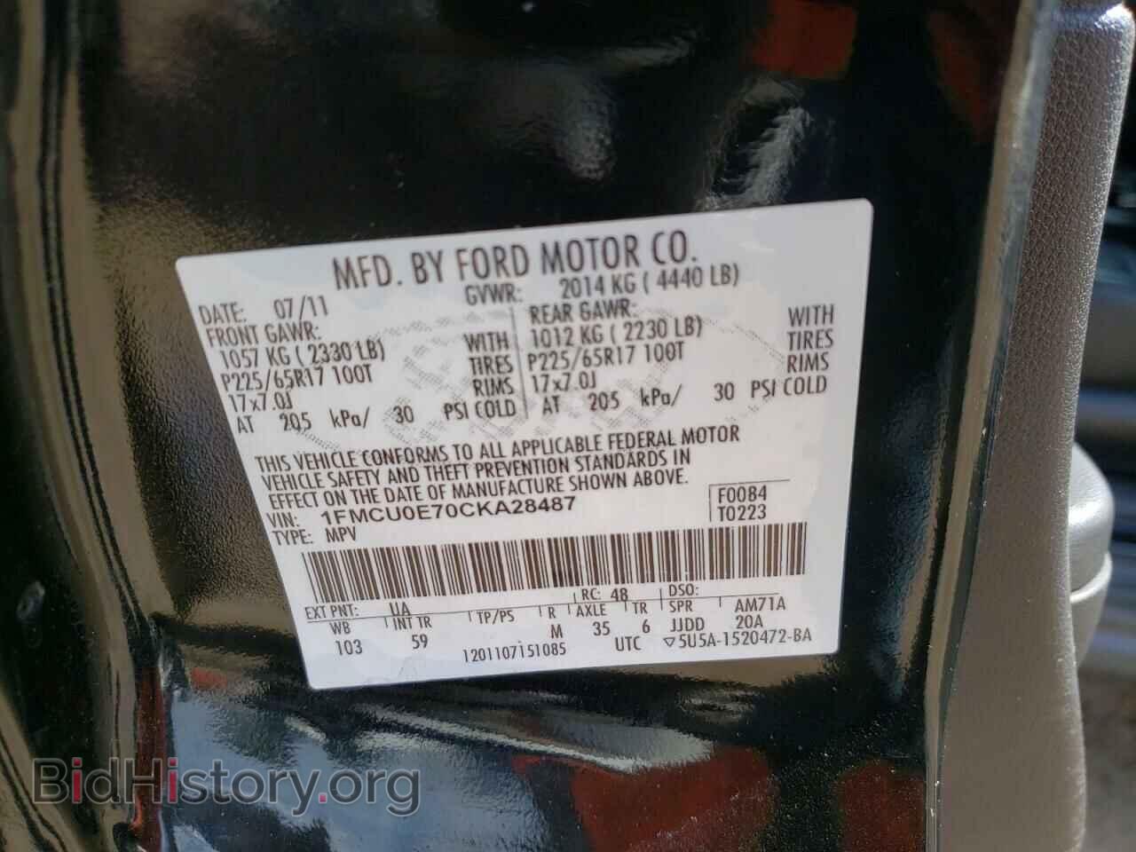 2012 FORD ESCAPE - VIN: 1FMCU0E70CKA28487 - Фото 10