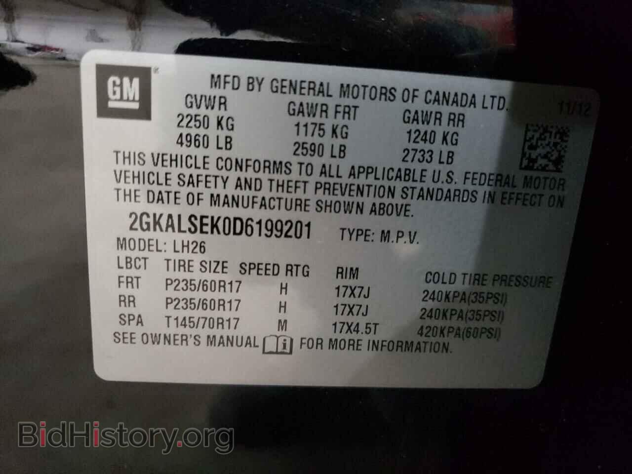 2013 GMC TERRAIN - VIN: 2GKALSEK0D6199201 - Photo 10