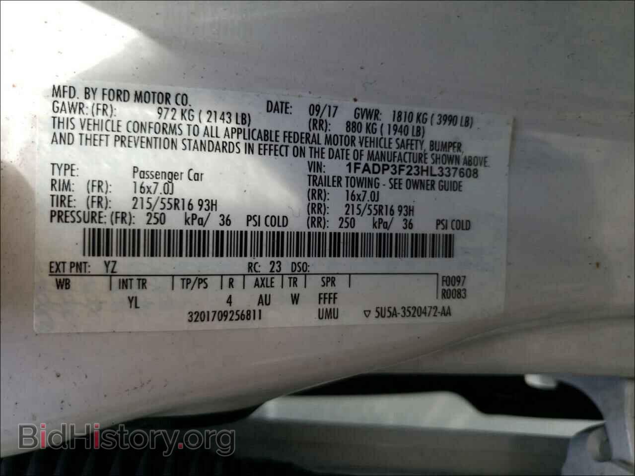 2017 FORD FOCUS - VIN: 1FADP3F23HL337608 - Фото 10