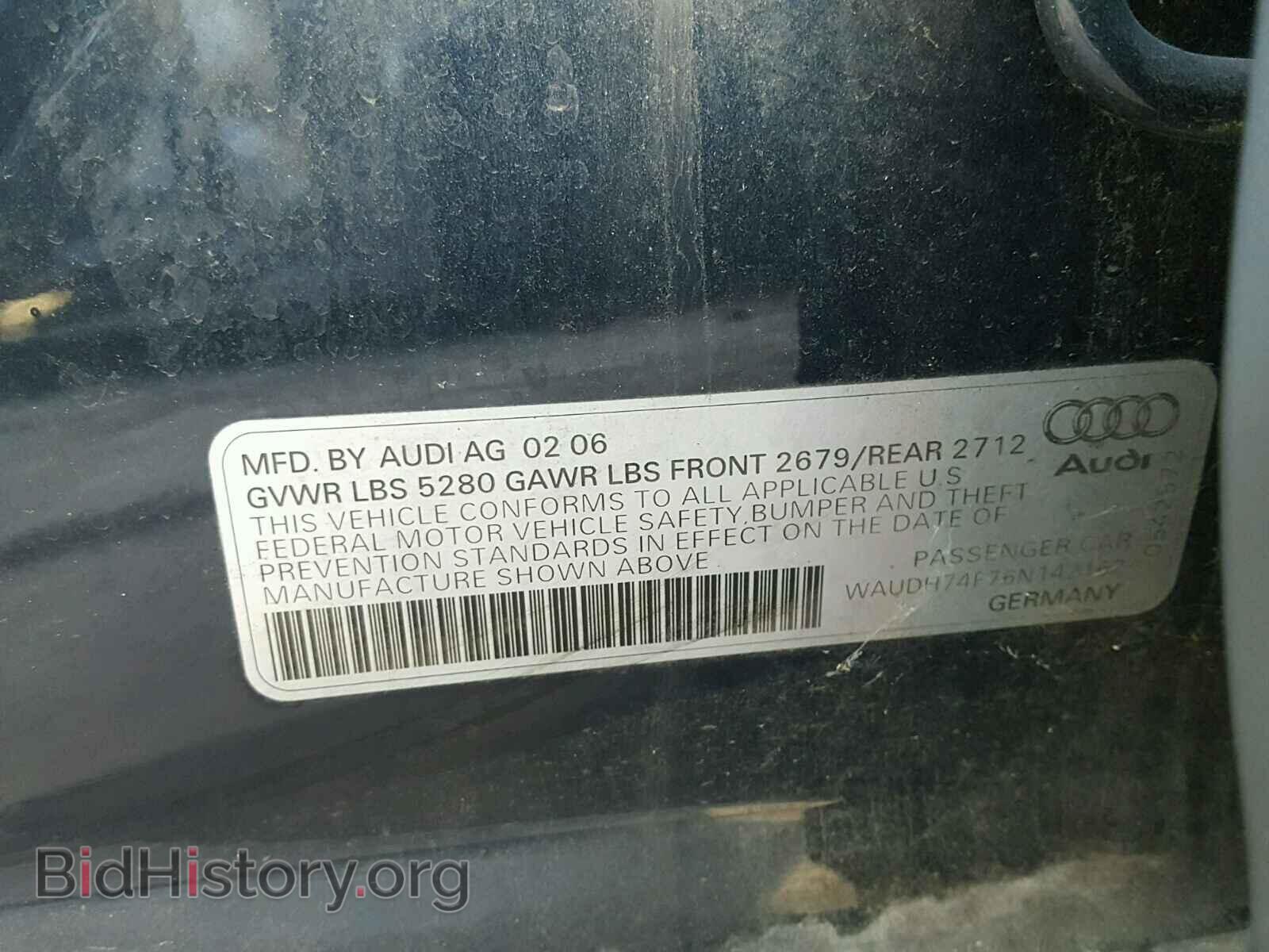 2006 AUDI A6 - VIN: WAUDH74F76N142162 - Фото 10