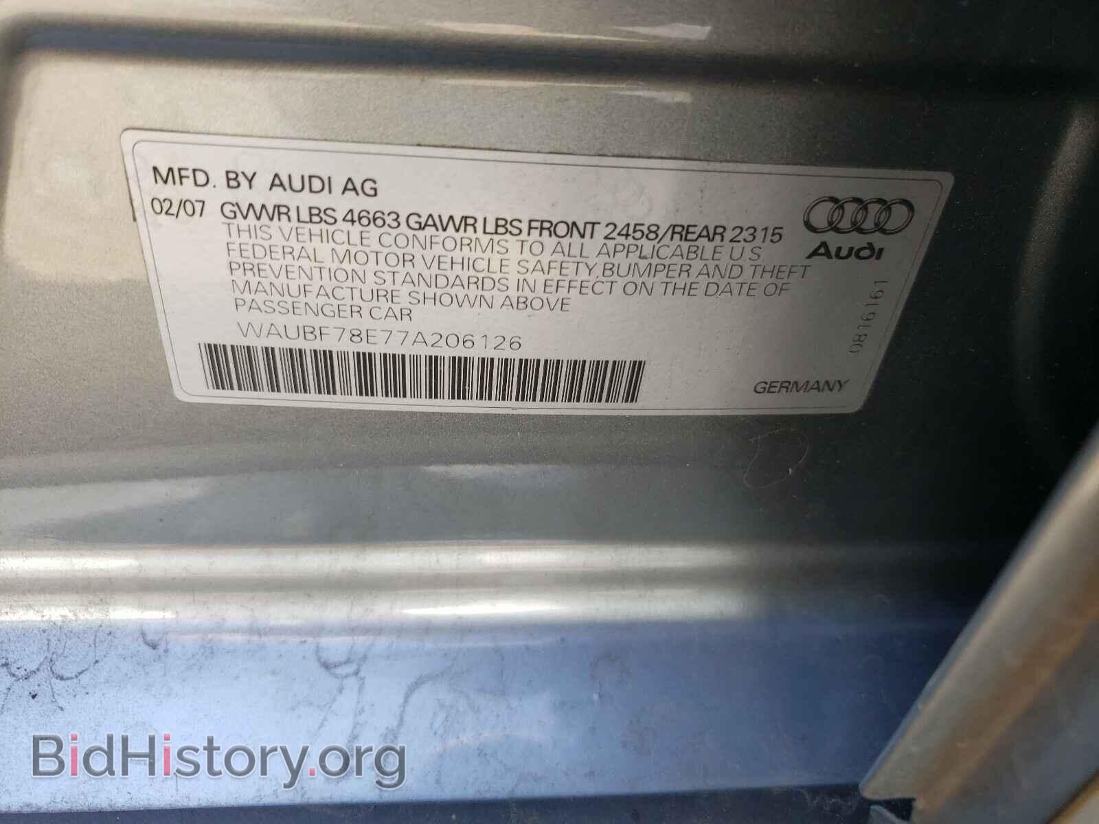 2007 AUDI A4 - VIN: WAUBF78E77A206126 - Фото 10