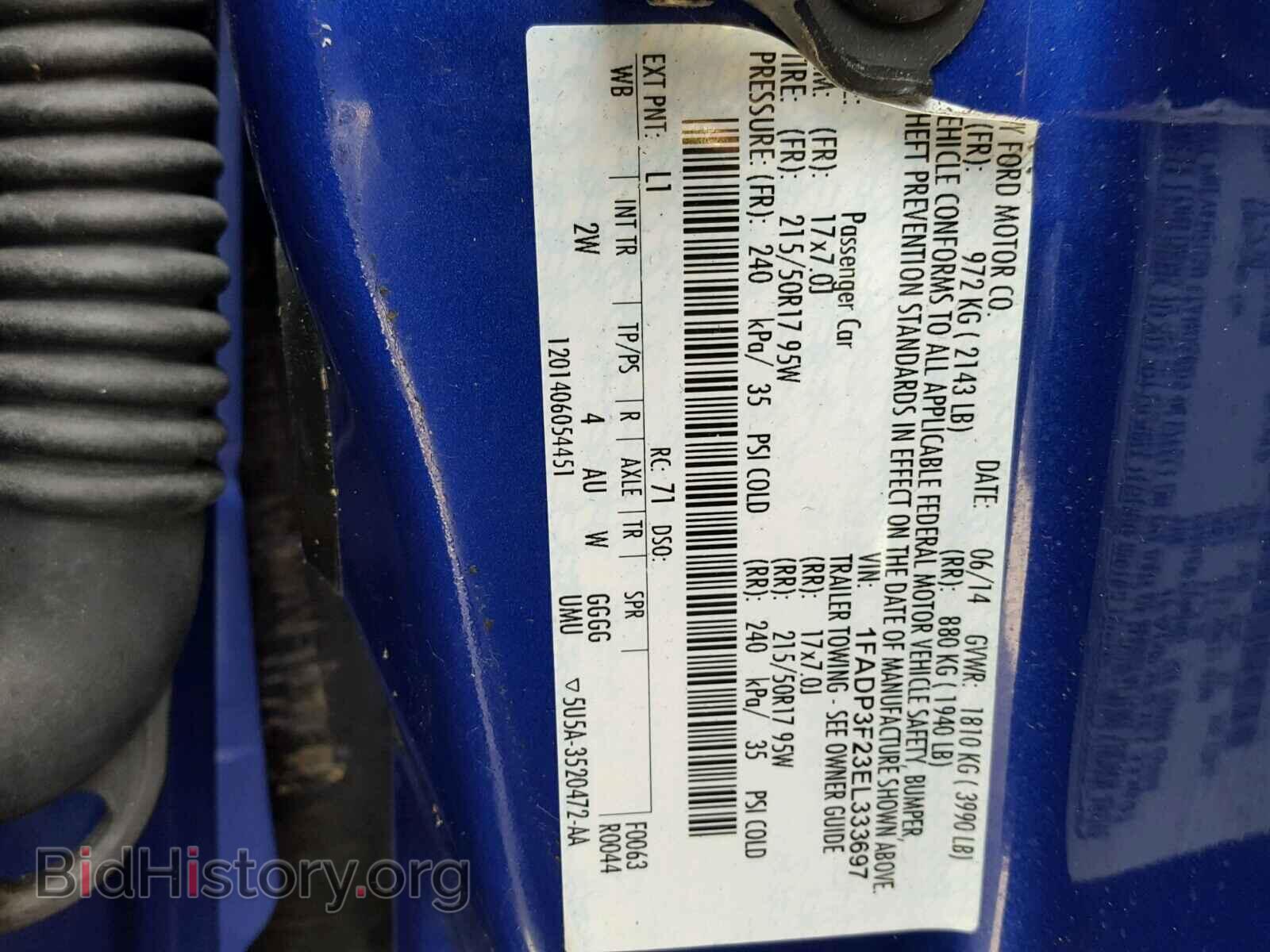 2014 FORD FOCUS - VIN: 1FADP3F23EL333697 - Фото 10