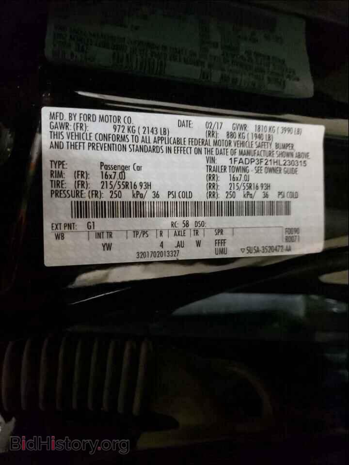 2017 FORD FOCUS - VIN: 1FADP3F21HL230315 - Фото 10