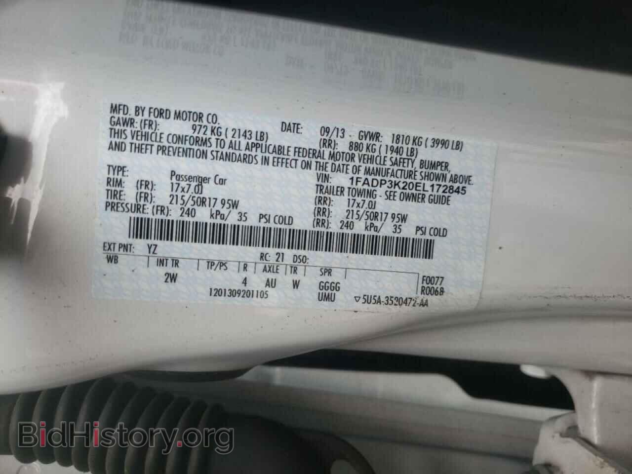 2014 FORD FOCUS - VIN: 1FADP3K20EL172845 - Фото 10