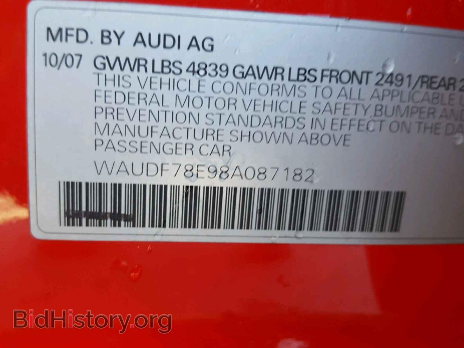 2008 AUDI A4 - VIN: WAUDF78E98A087182 - Фото 10