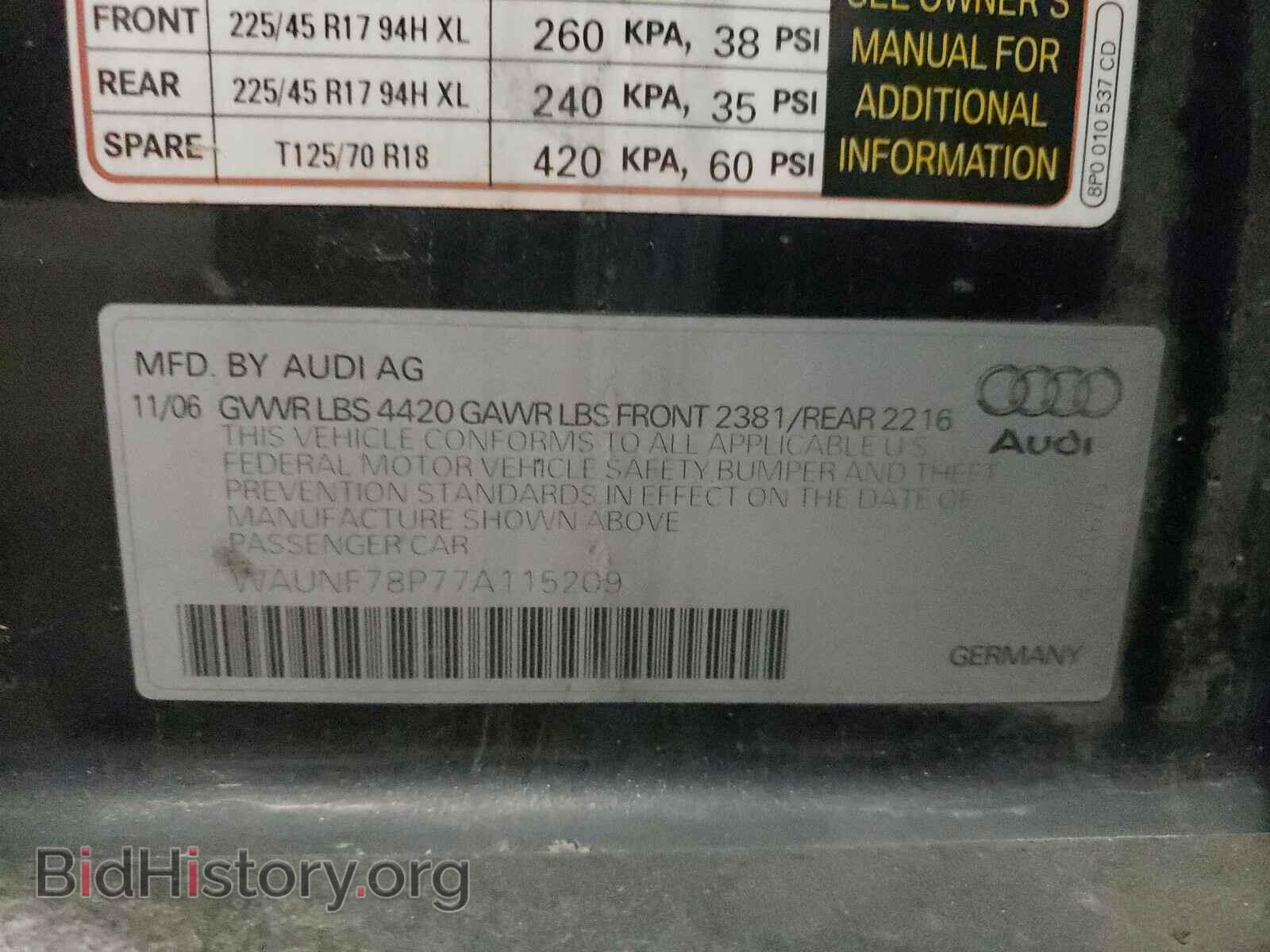 2007 AUDI A3 - VIN: WAUNF78P77A115209 - Фото 10