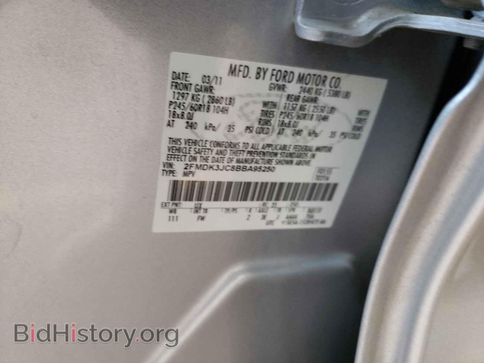2011 FORD EDGE - VIN: 2FMDK3JC8BBA95250 - Фото 10