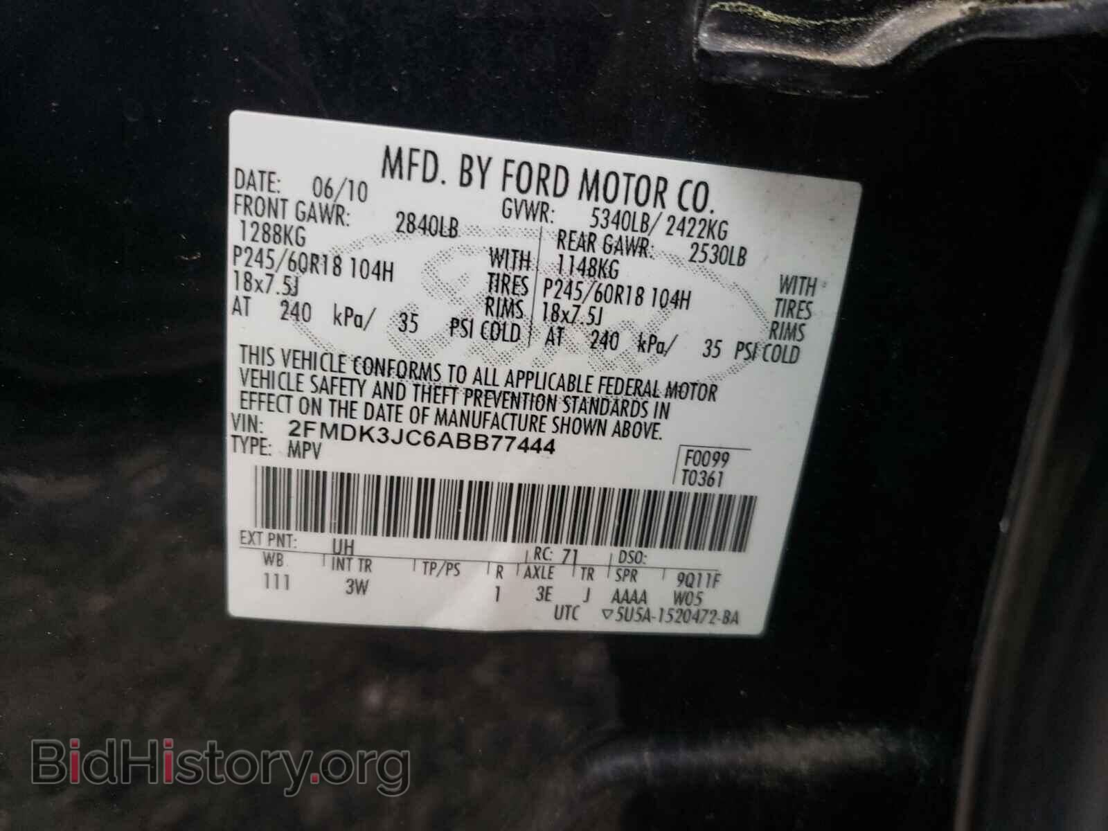 2010 FORD EDGE - VIN: 2FMDK3JC6ABB77444 - Фото 10