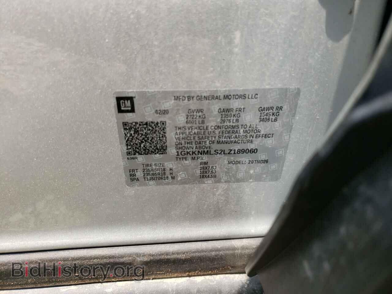 2020 GMC ACADIA - VIN: 1GKKNMLS2LZ189060 - Фото 10