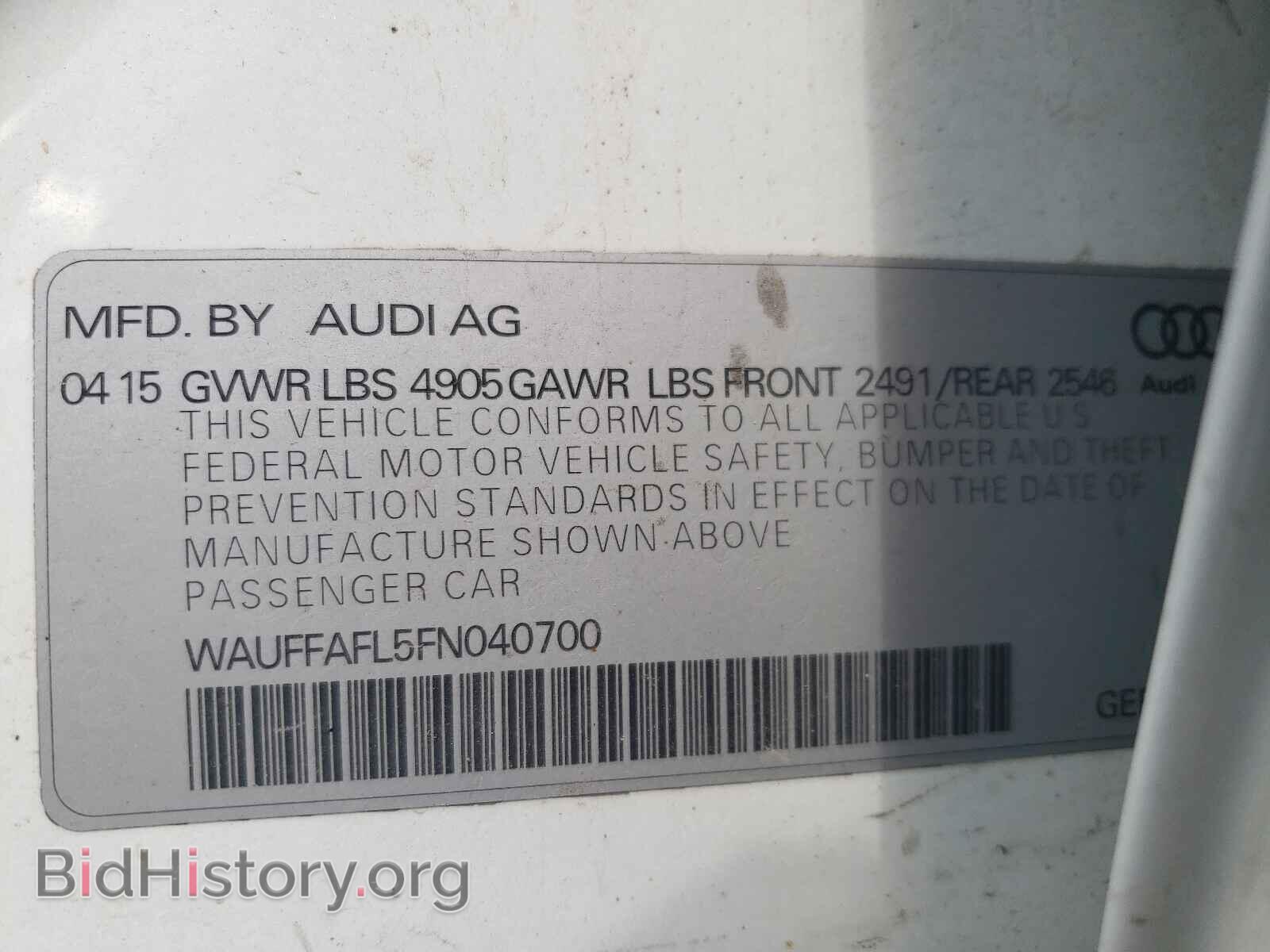 2015 AUDI A4 - VIN: WAUFFAFL5FN040700 - Фото 10