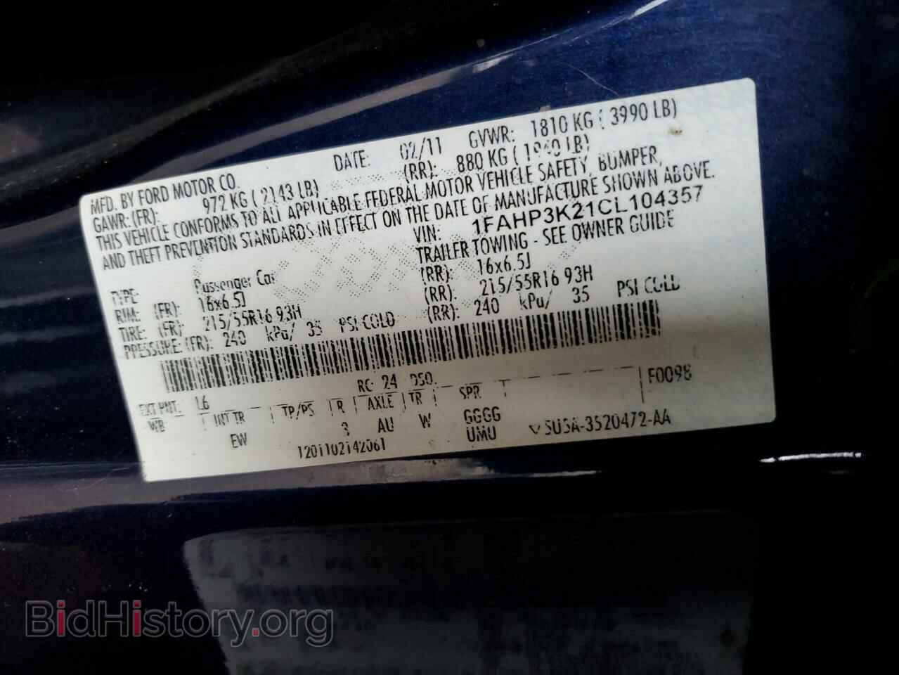 2012 FORD FOCUS - VIN: 1FAHP3K21CL104357 - Фото 12