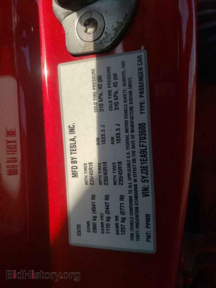 2020 TESLA MODEL 3 - VIN: 5YJ3E1EA9LF703608 - Фото 10