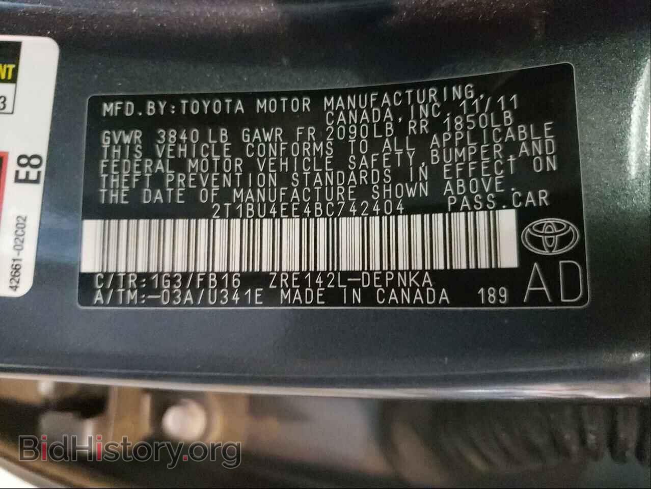 2011 TOYOTA COROLLA - VIN: 2T1BU4EE4BC742404 - Фото 10