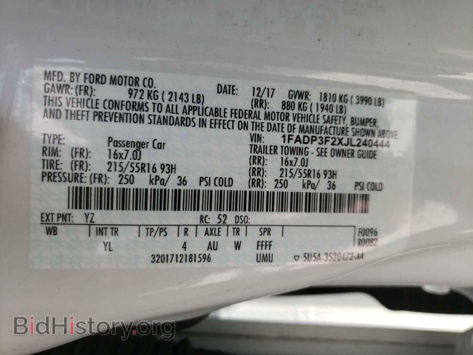 2018 FORD FOCUS - VIN: 1FADP3F2XJL240444 - Фото 10