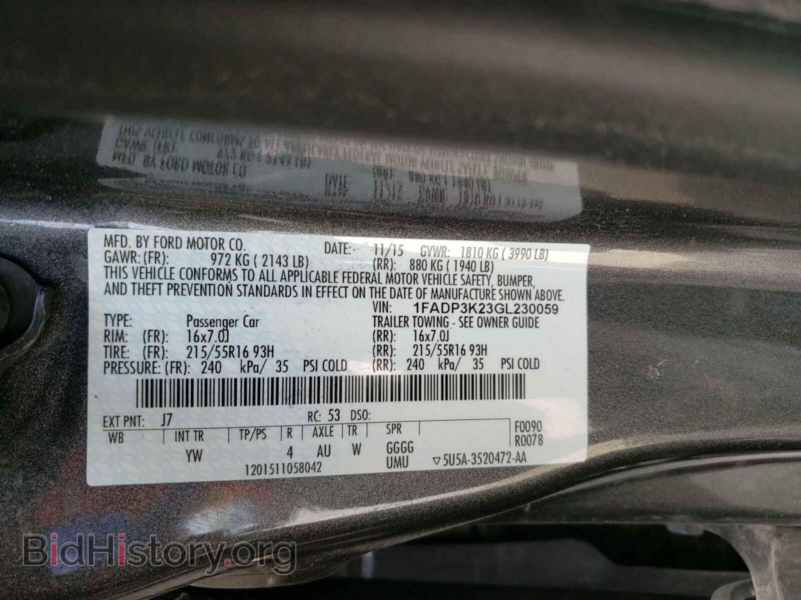 2016 FORD FOCUS - VIN: 1FADP3K23GL230059 - Фото 10