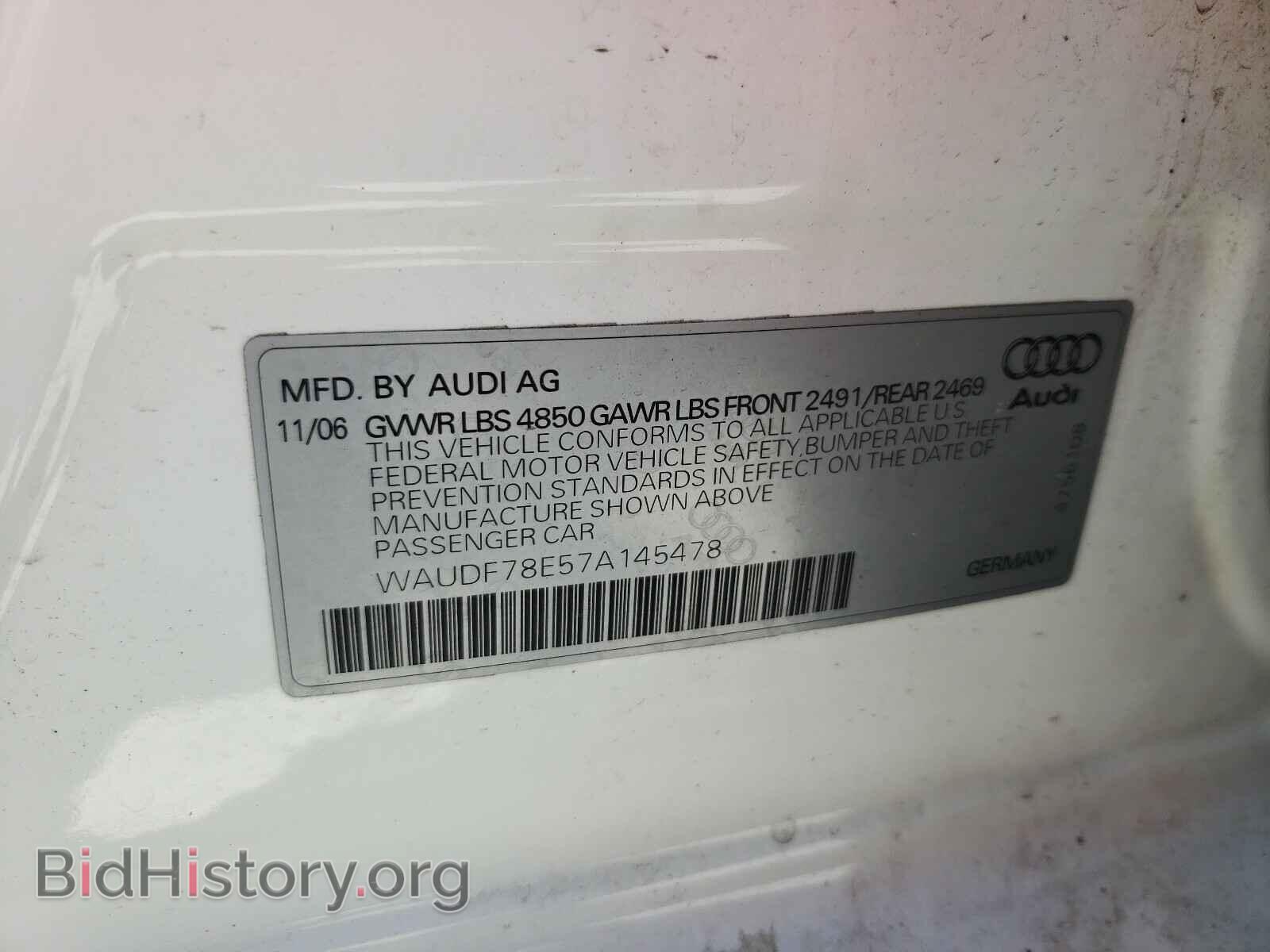 2007 AUDI A4 - VIN: WAUDF78E57A145478 - Фото 10