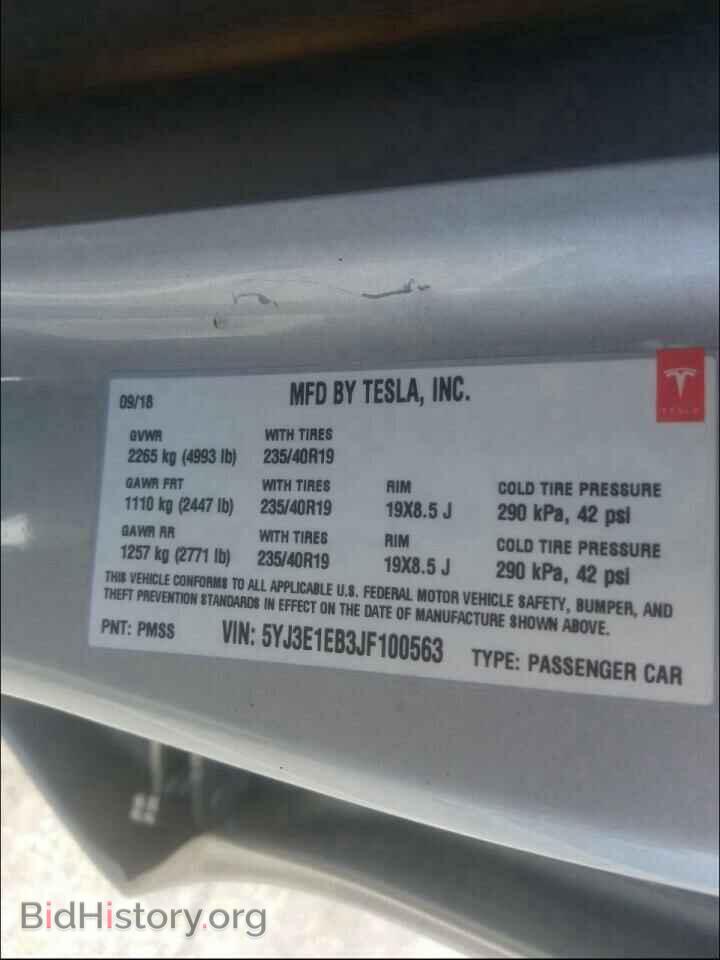 2018 TESLA MODEL 3 - VIN: 5YJ3E1EB3JF100563 - Фото 10
