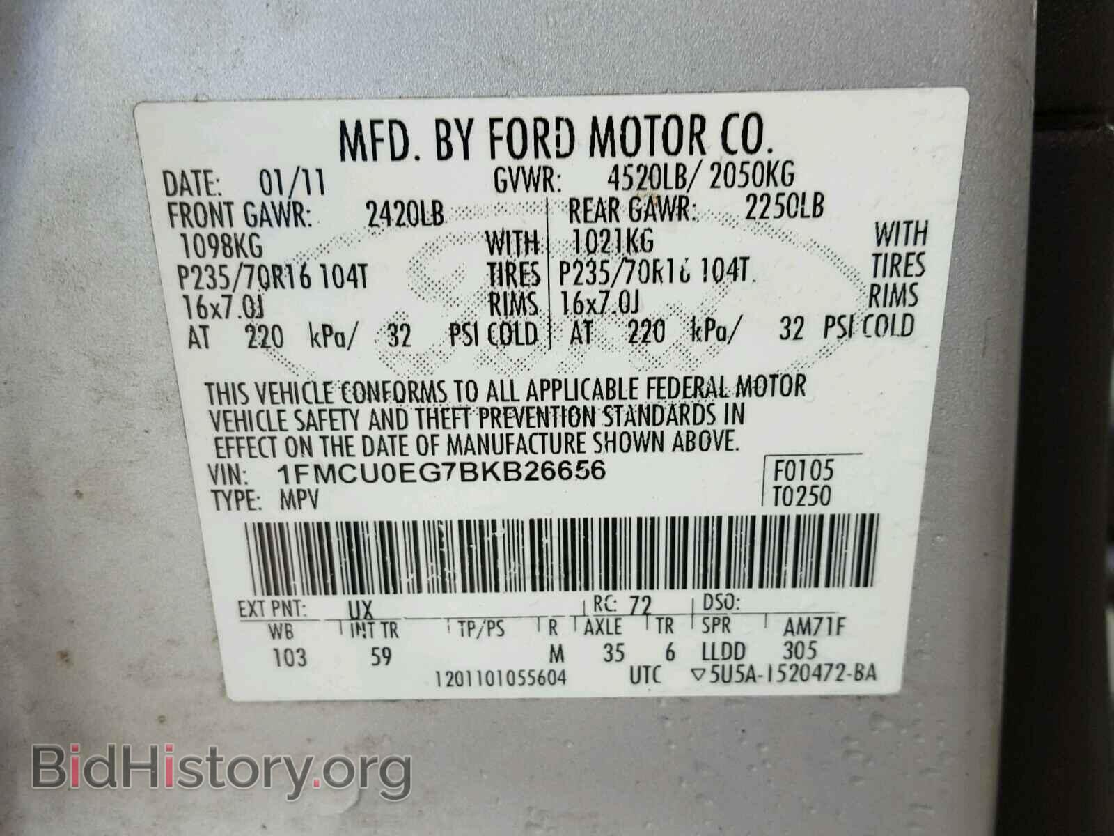 2011 FORD ESCAPE - VIN: 1FMCU0EG7BKB26656 - Photo 10
