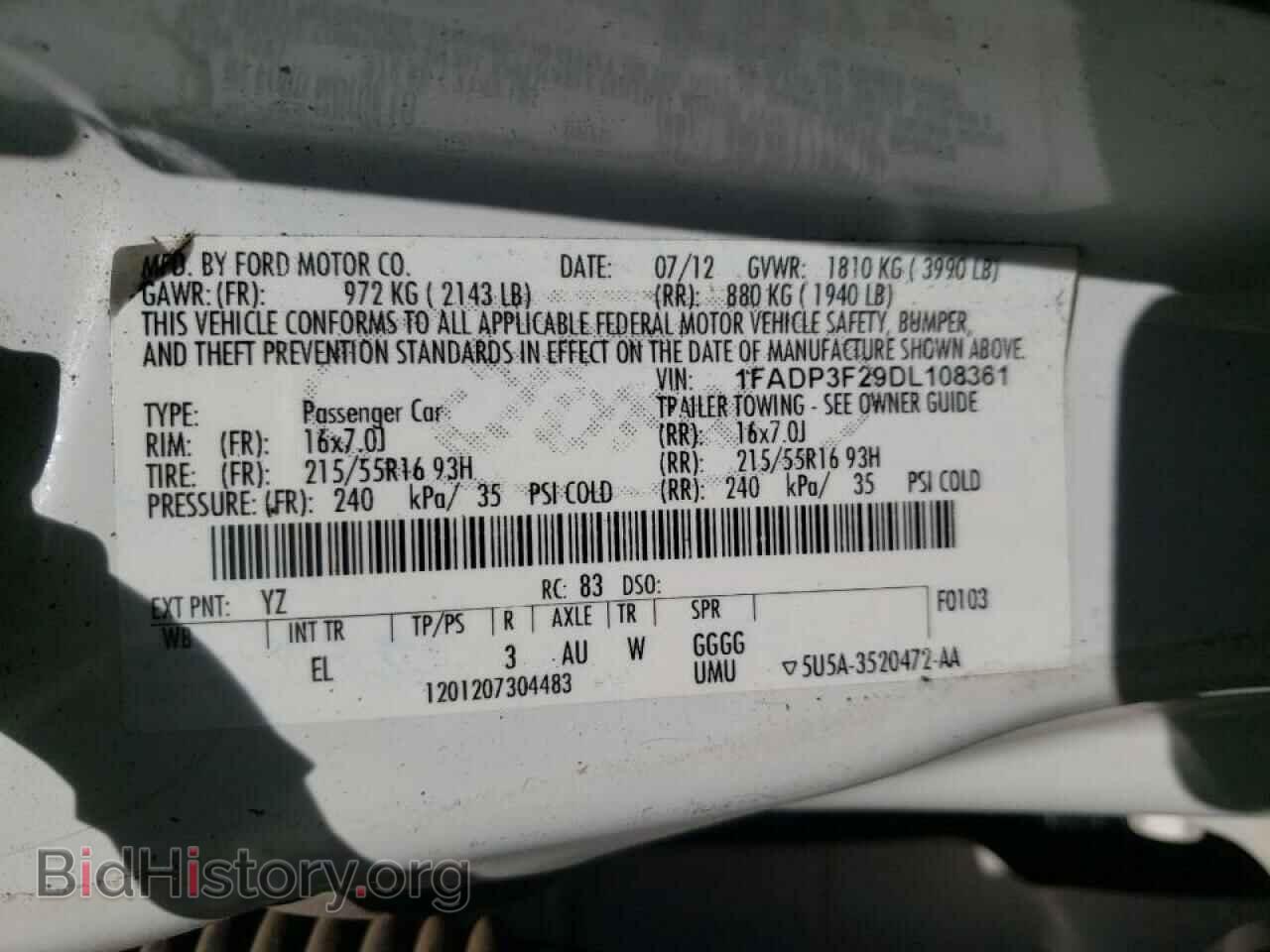 2013 FORD FOCUS - VIN: 1FADP3F29DL108361 - Фото 10