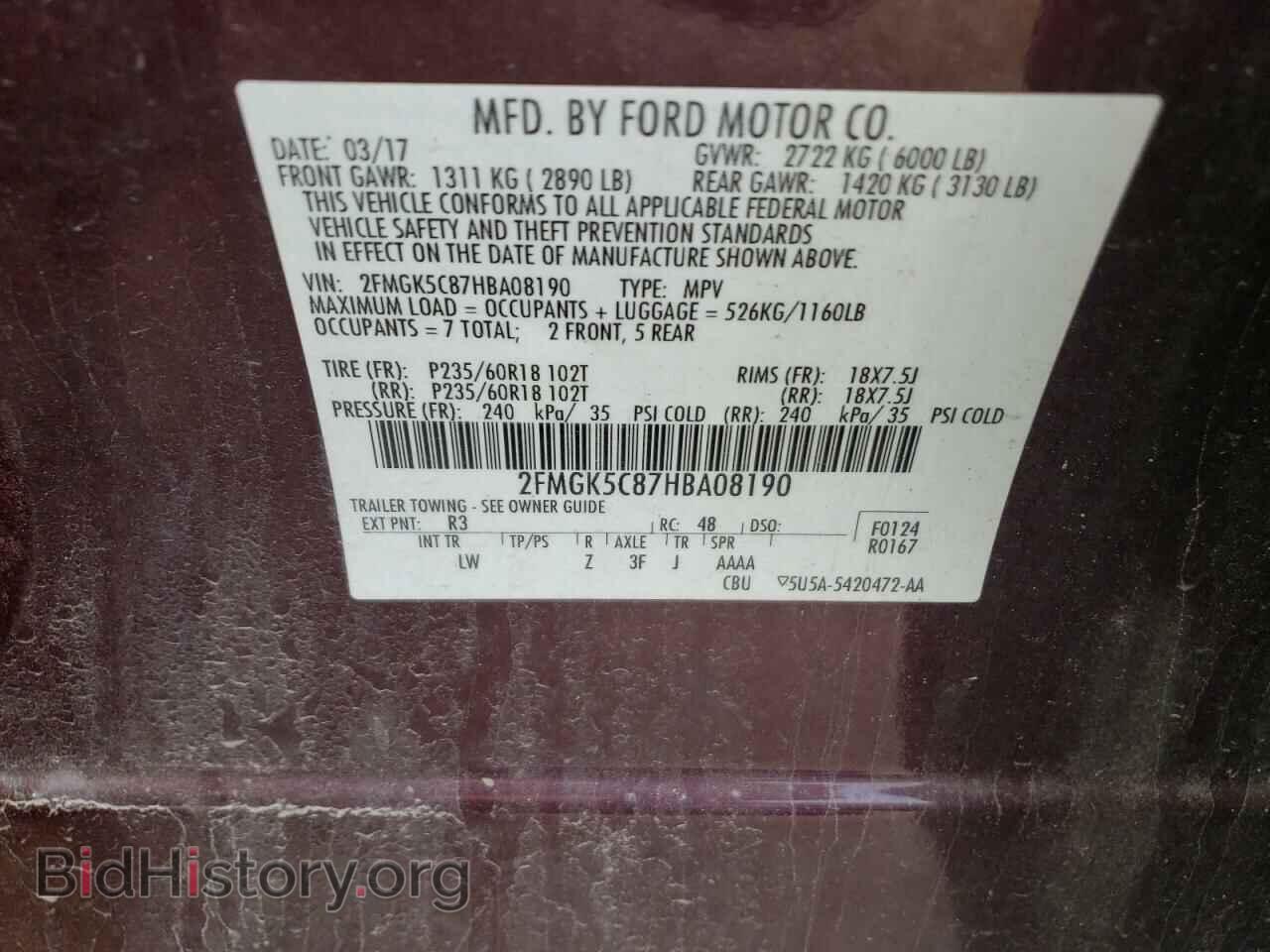 2017 FORD FLEX - VIN: 2FMGK5C87HBA08190 - Photo 10