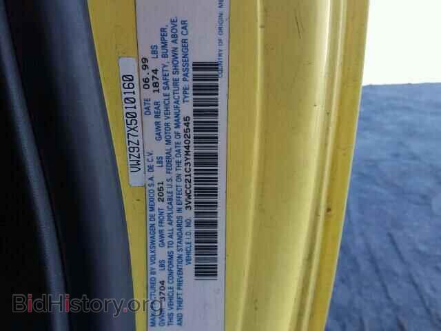 2000 VOLKSWAGEN BEETLE - VIN: 3VWCC21C3YM402545 - Фото 10