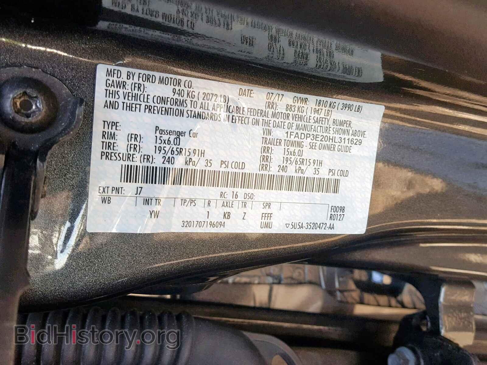 2017 FORD FOCUS - VIN: 1FADP3E20HL311629 - Фото 10