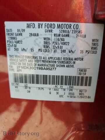 2009 FORD EDGE - VIN: 2FMDK30C19BA95277 - Фото 10