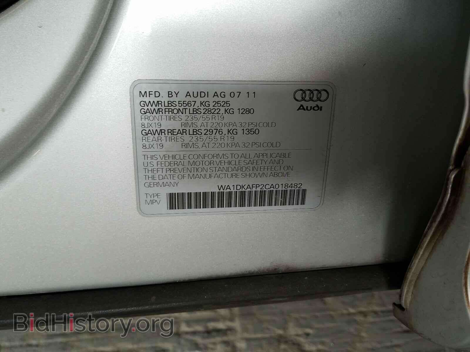 2012 AUDI Q5 - VIN: WA1DKAFP2CA018482 - Photo 10