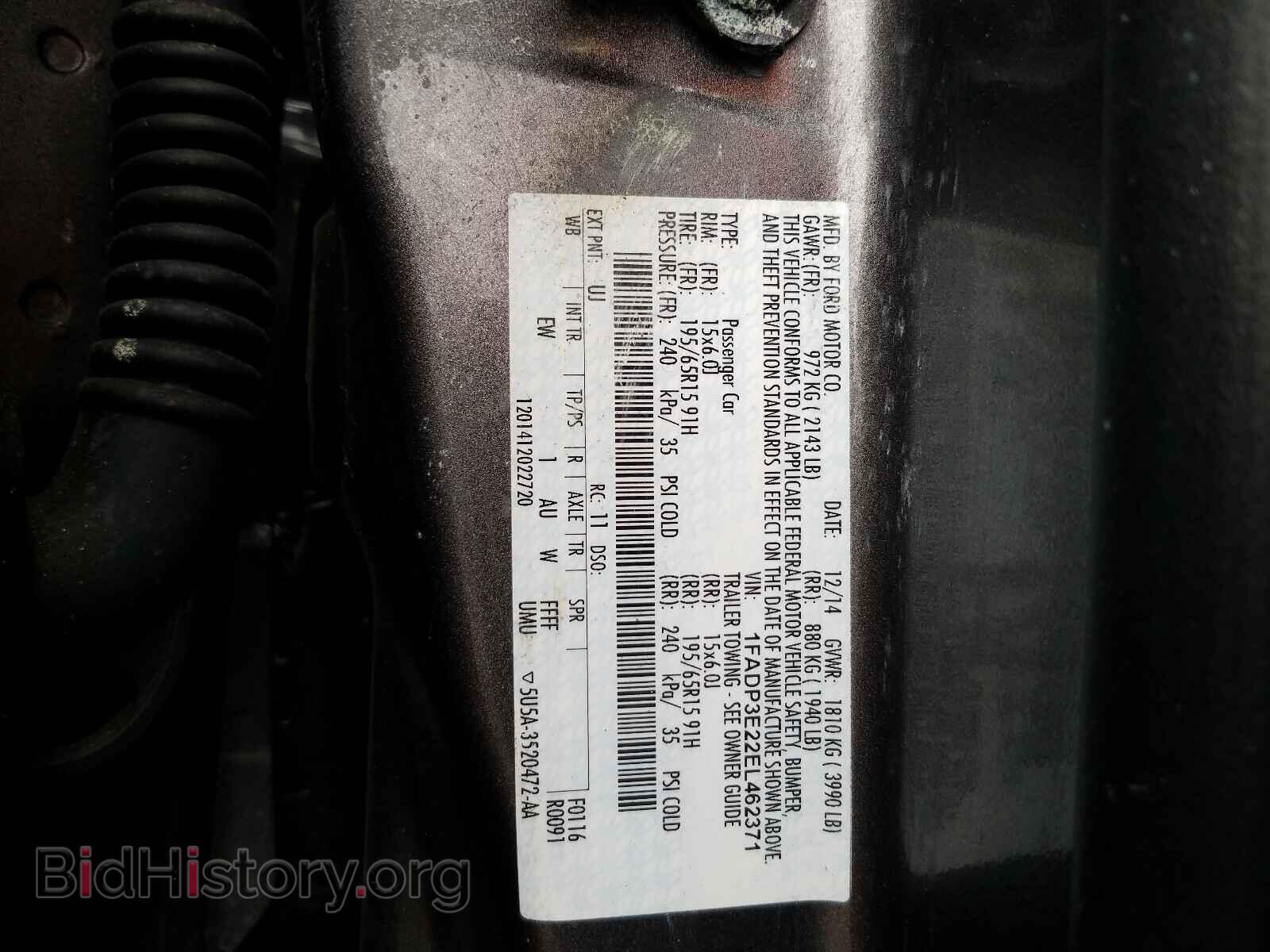 2014 FORD FOCUS - VIN: 1FADP3E22EL462371 - Фото 10