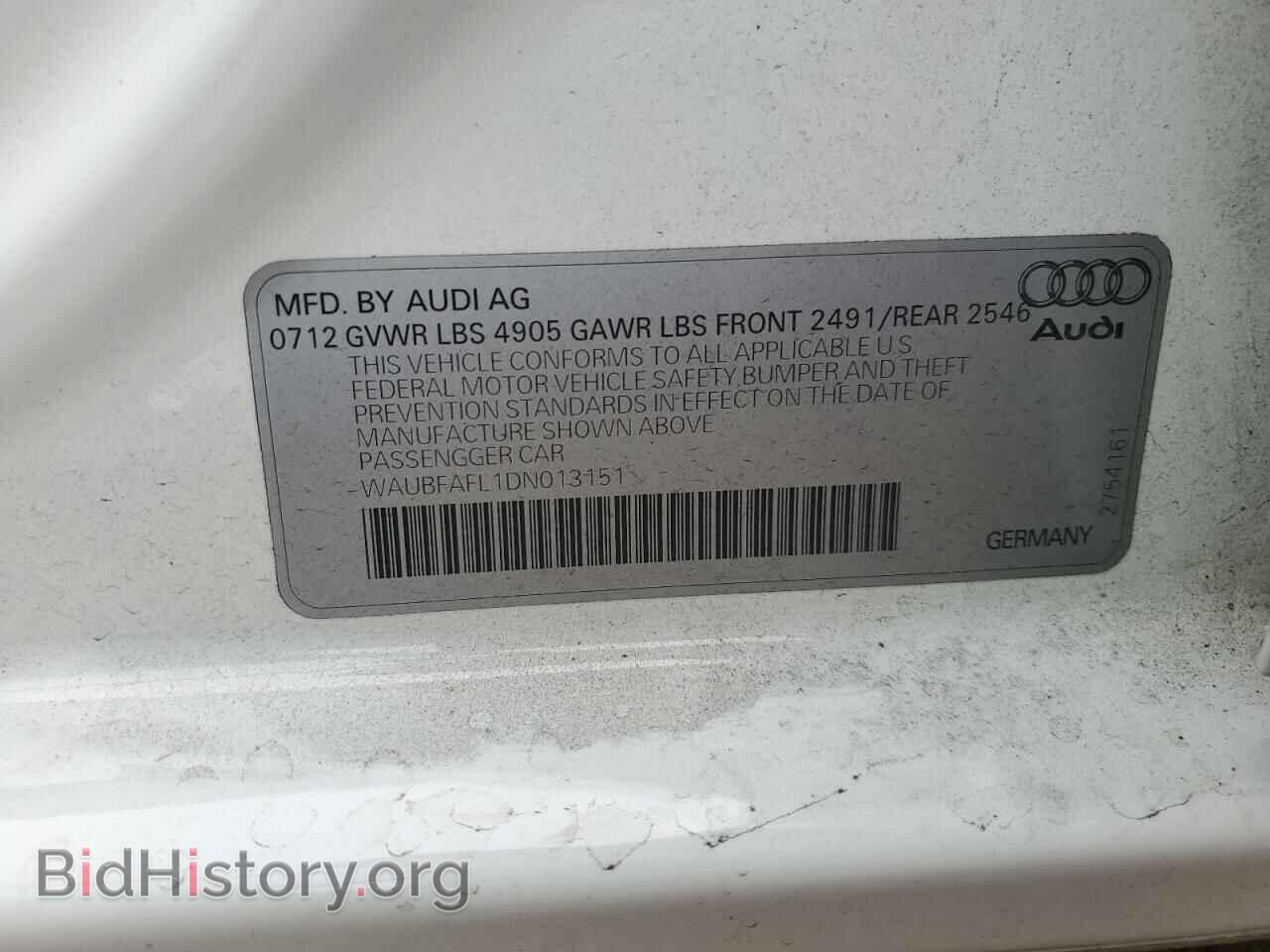 2013 AUDI A4 - VIN: WAUBFAFL1DN013151 - Фото 12