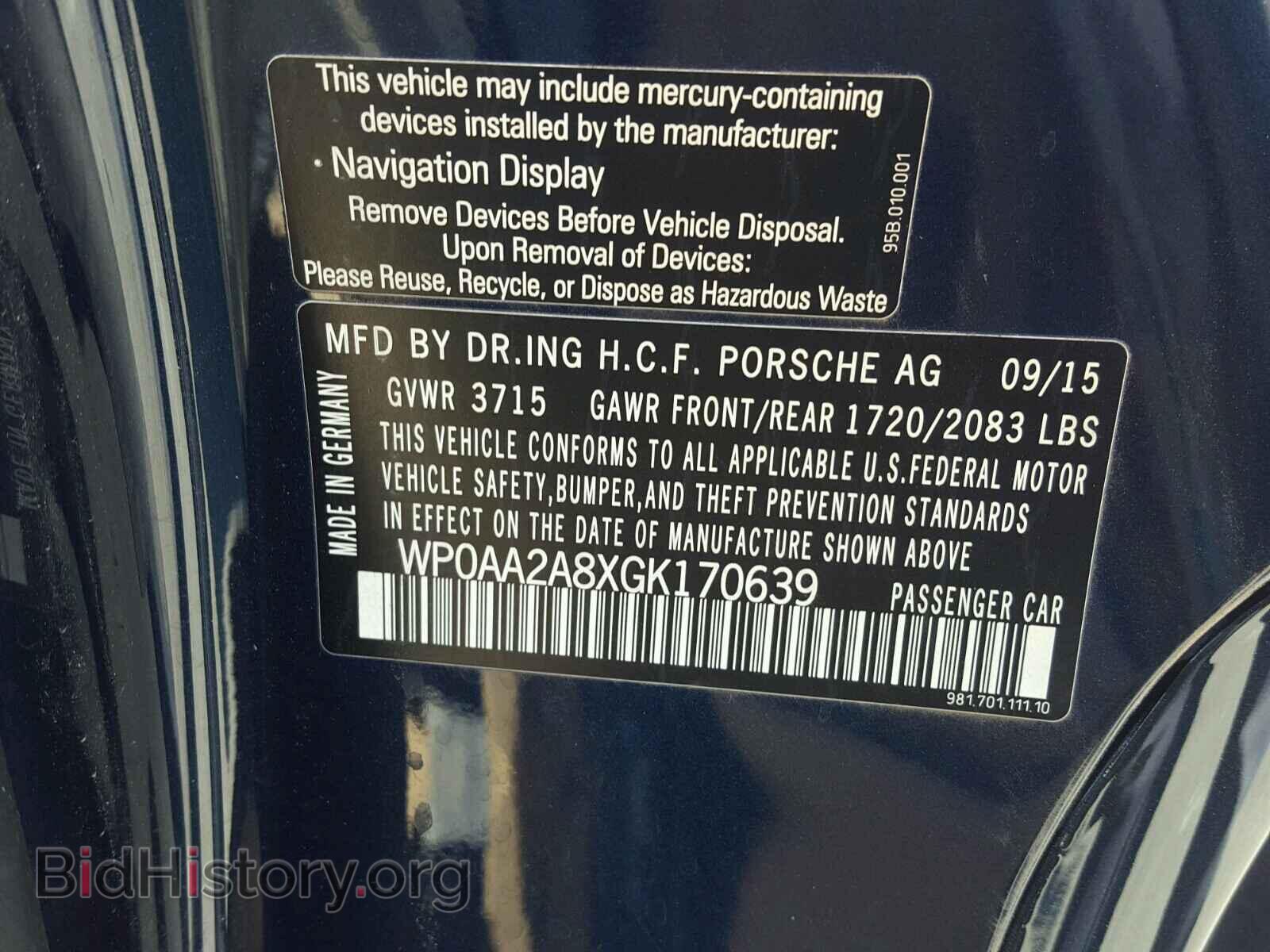 2016 PORSCHE CAYMAN - VIN: WP0AA2A8XGK170639 - Фото 10